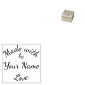 Made With Love By Custom Name Simple Cursive Rubberstempel (Gestempeld)