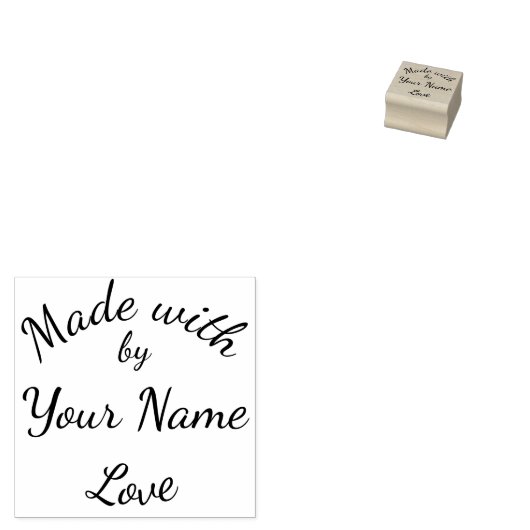 Made With Love By Custom Name Simple Cursive Rubberstempel (Gestempeld)