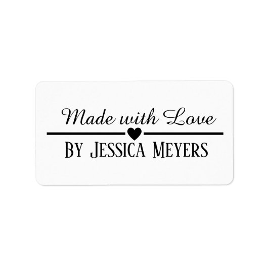 Made with Love Calligraphy Cursief script op naam Etiket (Voorkant)