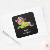 Made with Love Cute Frankenstein Unicorn Halloween Vierkante Sticker (Envelop)