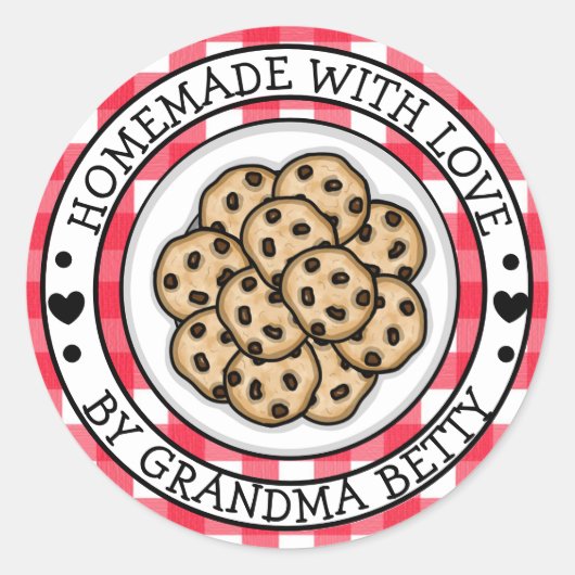 Made with Love, Homemade Chocolate Chip Cookies Ronde Sticker (Voorkant)