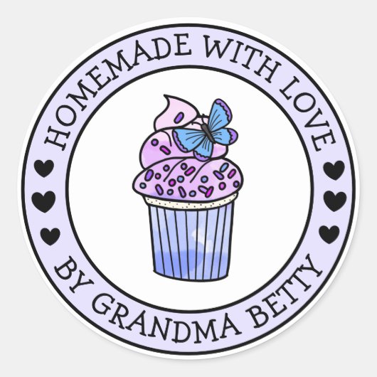 Made with Love, Homemade Cupcake Cupcake Cusft Lab Ronde Sticker (Voorkant)
