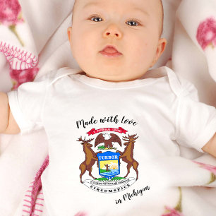 Made with Love in Michigan / flag, State USA Romper