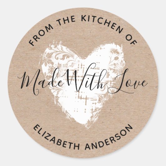 Made with Love Kraft Personalized Classic Round S Ronde Sticker (Voorkant)