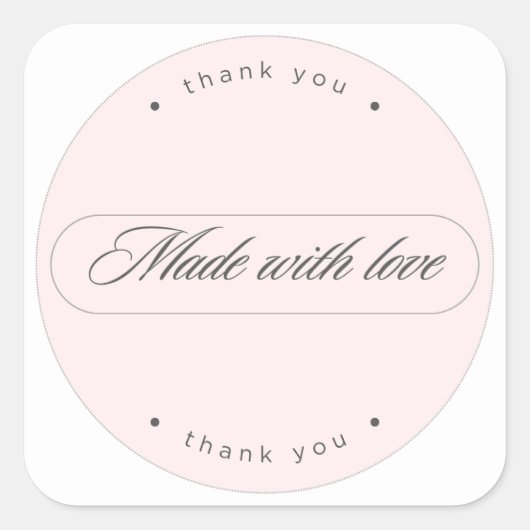 Made With Love Minimalist Thank You Sticker (Voorkant)