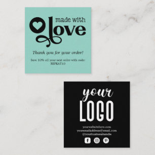 Made with Love Personalized Order Hartelijk dank Vierkante Visitekaartje