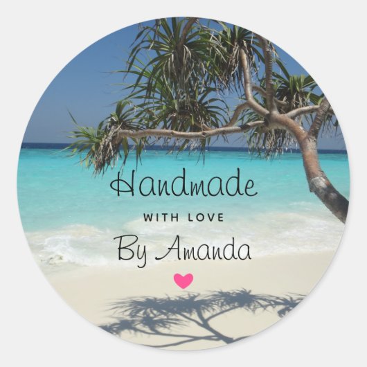 Made with Love Sunny Tropical Beach Ocean Paradise Ronde Sticker (Voorkant)