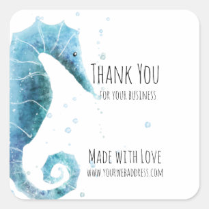 Made with Love Waterverf Zee Paarden Dank u Vierkante Sticker
