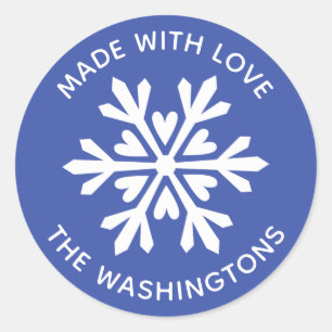 Made with Love White kerstsnowflake Sticker