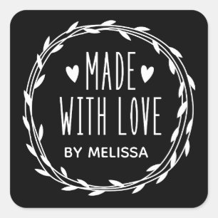 Made with Love Wreath Vierkante Sticker
