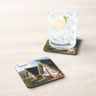 Madeira Eiland foto met Typische Huizen, Portugal Bier Onderzetter