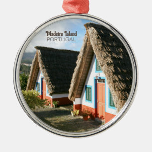 Madeira Eiland foto met Typische Huizen, Portugal Metalen Ornament