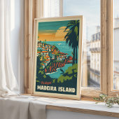 Madeira Island Travel Poster Vintage Wall Art