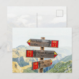 Madeira Pico Ruivo Wandelroute Bewegwijzering Wand Briefkaart