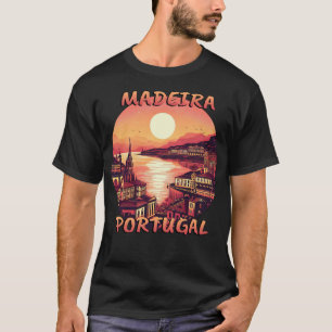 Madeira Portugal City Zonsondergang Circulaire T-shirt