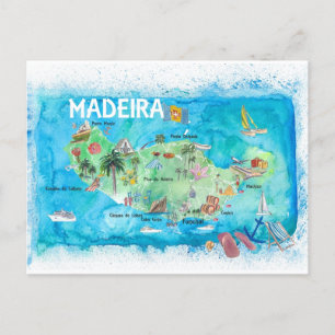 Madeira Portugal, geïllustreerde kaart