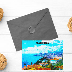 Madeira Portugal Panorama Uitzicht Illustratie Briefkaart