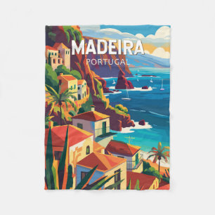 Madeira Portugal Travel Art Vintage Fleece Deken