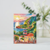 Madeira Portugal Waterverf Schilderij Briefkaart (Staand voorkant)