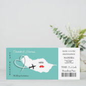 Madeira Wedding Destination Ticket Boarding Pass Kaart (Staand voorkant)