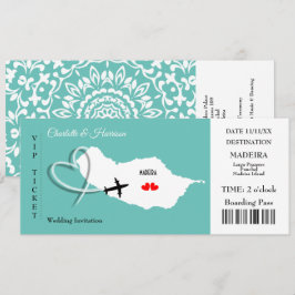 Madeira Wedding Destination Ticket Boarding Pass Kaart