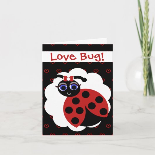 Madeleine Toon Lady Bug Red en Black met hart Kaart (Voorkant)