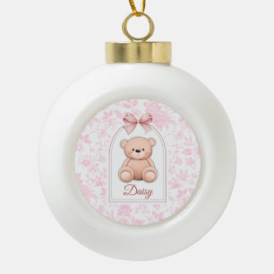 madeliefje Aangepaste Roze Teddybeer Nursery Des Keramische Bal Ornament