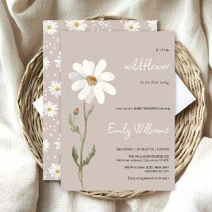 Madeliefje aquarel minimalistische babyshower kaart