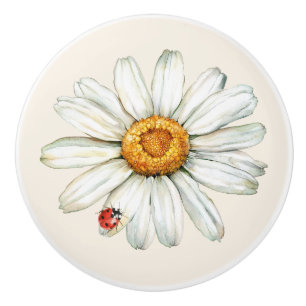 Madeliefje Bloem Rood Zwart Lieveheersbeestje Keramische Knop
