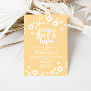 Madeliefje geel Vrede Liefde Baby Shower Uitnodigi Kaart