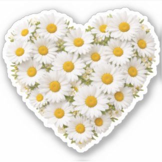Madeliefje Hart April Geboortebloem Sticker
