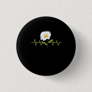 Madeliefje Hartslag Ronde Button 3,2 Cm