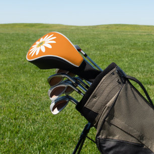 Madeliefje met initiaal oranje golfheadcover