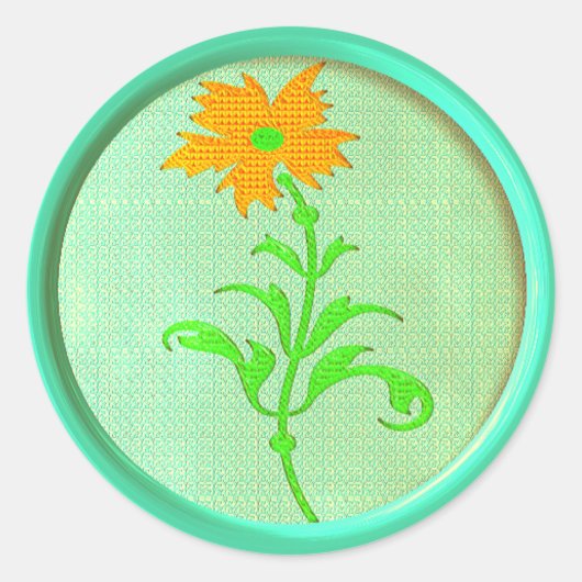 madeliefje naaiknop sinaasappel groen schattig ronde sticker (Voorkant)