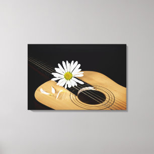 Madeliefje op gitaar canvas afdruk