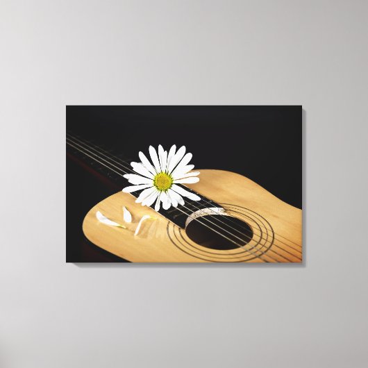 Madeliefje op gitaar canvas afdruk (Voorkant)