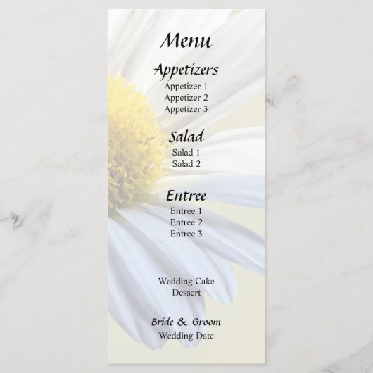 Madeliefje Schaduw en Licht Menu (Voorkant)