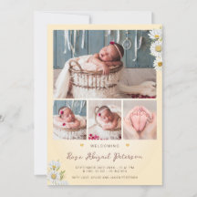 Madeliefje wilde bloem begrroeting pasgeboren baby