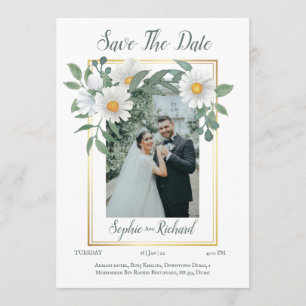 Madeliefjes Bloem Goud Trouw Save The Date Kaart