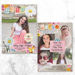 Madeliefjes Bloem Uitknipsels Scrapbook Collage Af Kaart