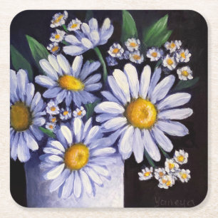 Madeliefjes bloemen papieren onderzetters