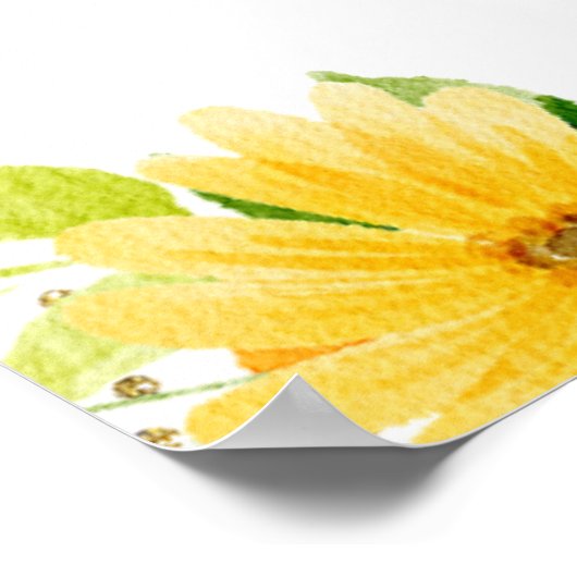 Madeliefjes en Gele Bloemen Bruidsshower Welkom Poster (Hoek)