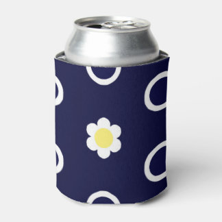 Madeliefjes en marineblauw en witte polka stippen blikjeskoeler