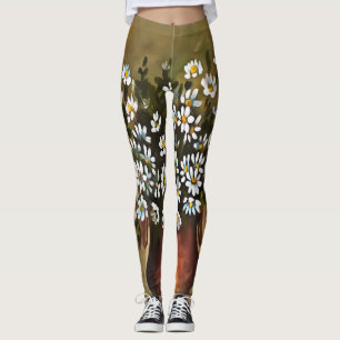 madeliefjes in een koperkleurige vaas leggings