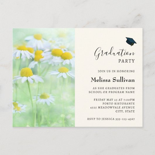  madeliefjes in een veld Afstuderen uitnodiging (Voorkant)
