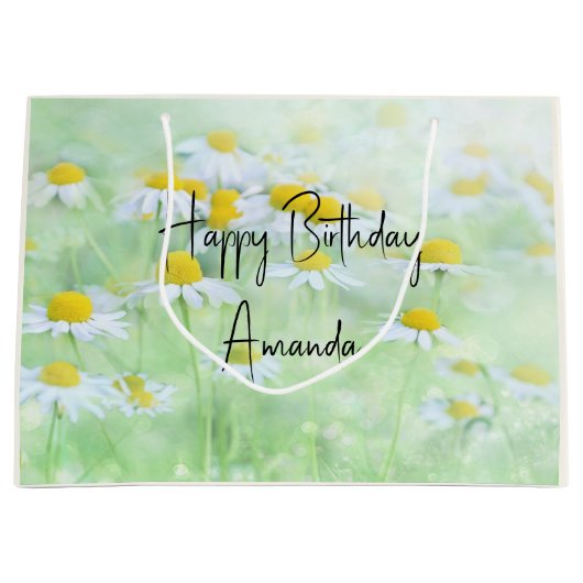 madeliefjes in een veld Verjaardag Groot Cadeauzakje (Voorkant)