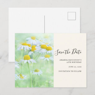 madeliefjes in een veldfoto De datum opslaan Uitnodiging Briefkaart