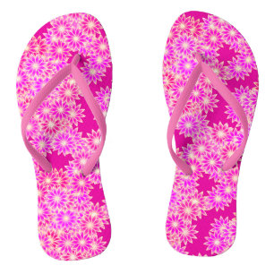 Madeliefjes in tinten roze en pruim teenslippers