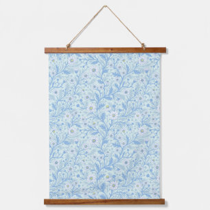 Madeliefjes in wit en blauw op zeeglas hangend wandkleed