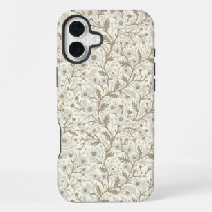 Madeliefjes in wit en bruin op gebroken wit iPhone 16 plus hoesje
